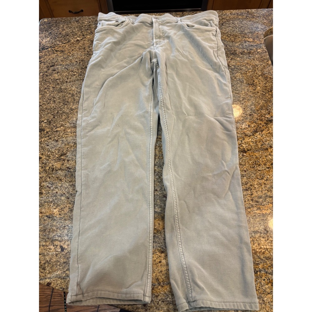 Faherty Brand Mens 5-Pocket Pants Sage Green Grey Size 36 Cotton Lyocell Stretch
